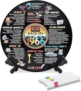 pwvsayjcj Vinyl Record 60th Birthday Decorations Women Men, Back in 1966 Birthday Party Poster 60 Year Old Birthday Party Decorations Supplies, 60th Gifts Funny Ideas, Large Guest Book 11.6" x 11.6"