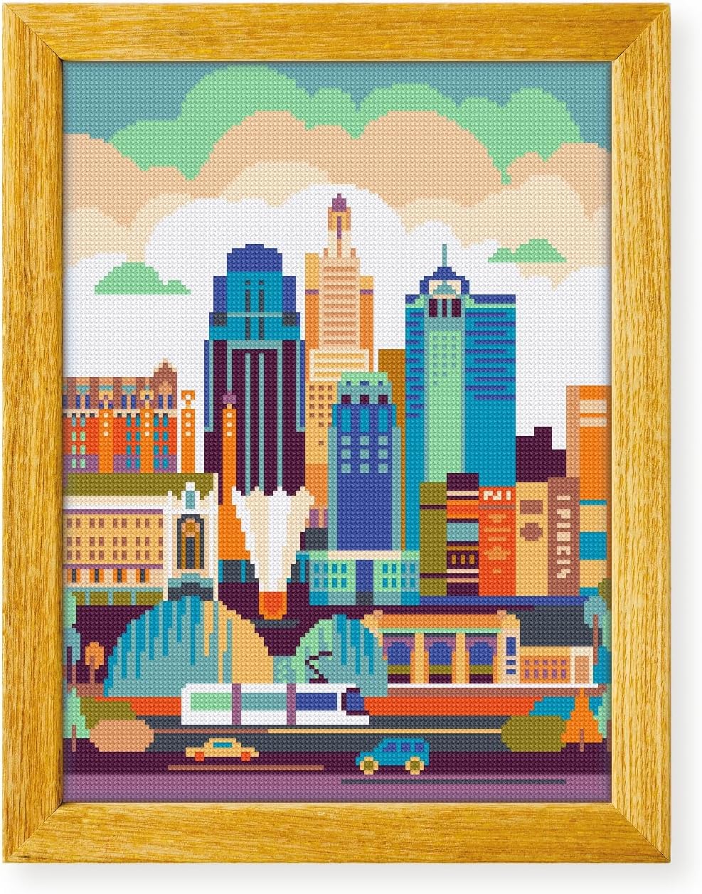 Awesome Pattern Studio Kansas City USA DS357, Diamond Painting Kit, Diamond Art Kits for Adults, Full Drill 5D Diamond Dots Kits. All Items Included.