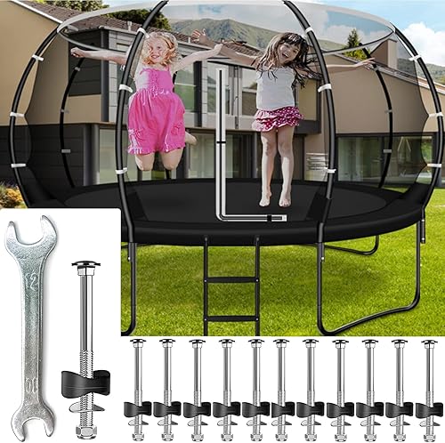 Miniatura 6 de POROHOM 12 tornillos para cama elástica, piezas de repuesto para trampolín de tornillo largo, pernos y tuercas de trampolín antisueltos, accesorios