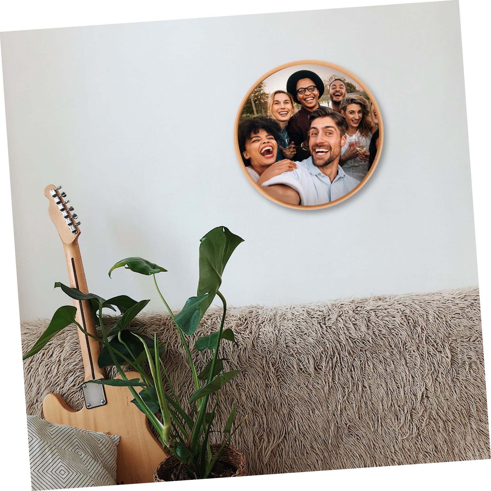 Marco de Fotos Redondo de Madera para Escritorio Diseño Moderno y Acabado de Fina Artesanía, Adecuado para Decoración del Hogar y Exhibición de Fotos