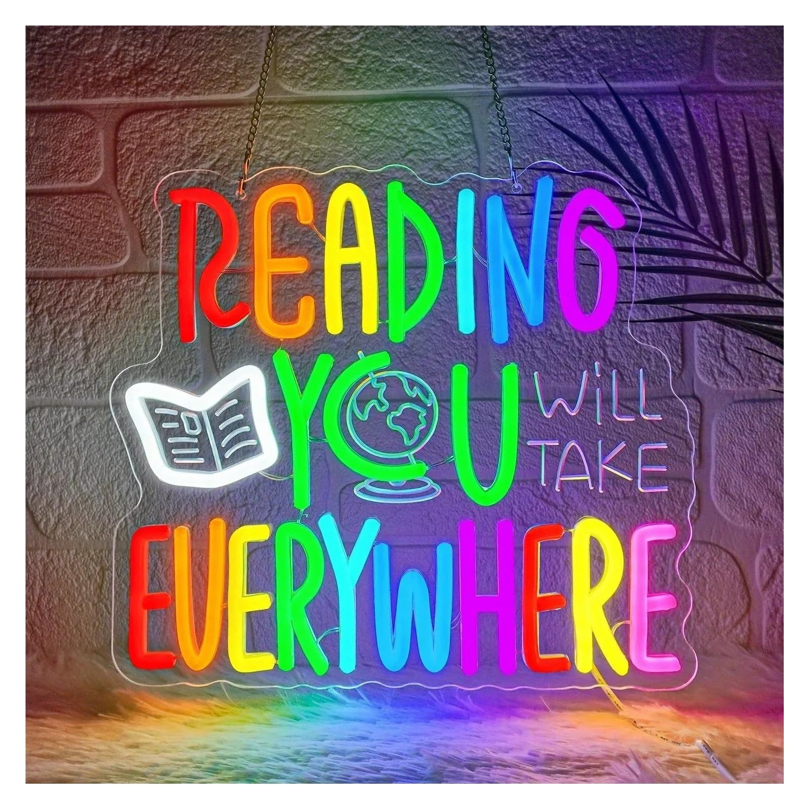 Rongch One Color Hanging Art Signs Reading Will Take You Everywhere Neon Sign For Bedroom Club Bar Man Cave Party Wall Decor 40X37cm