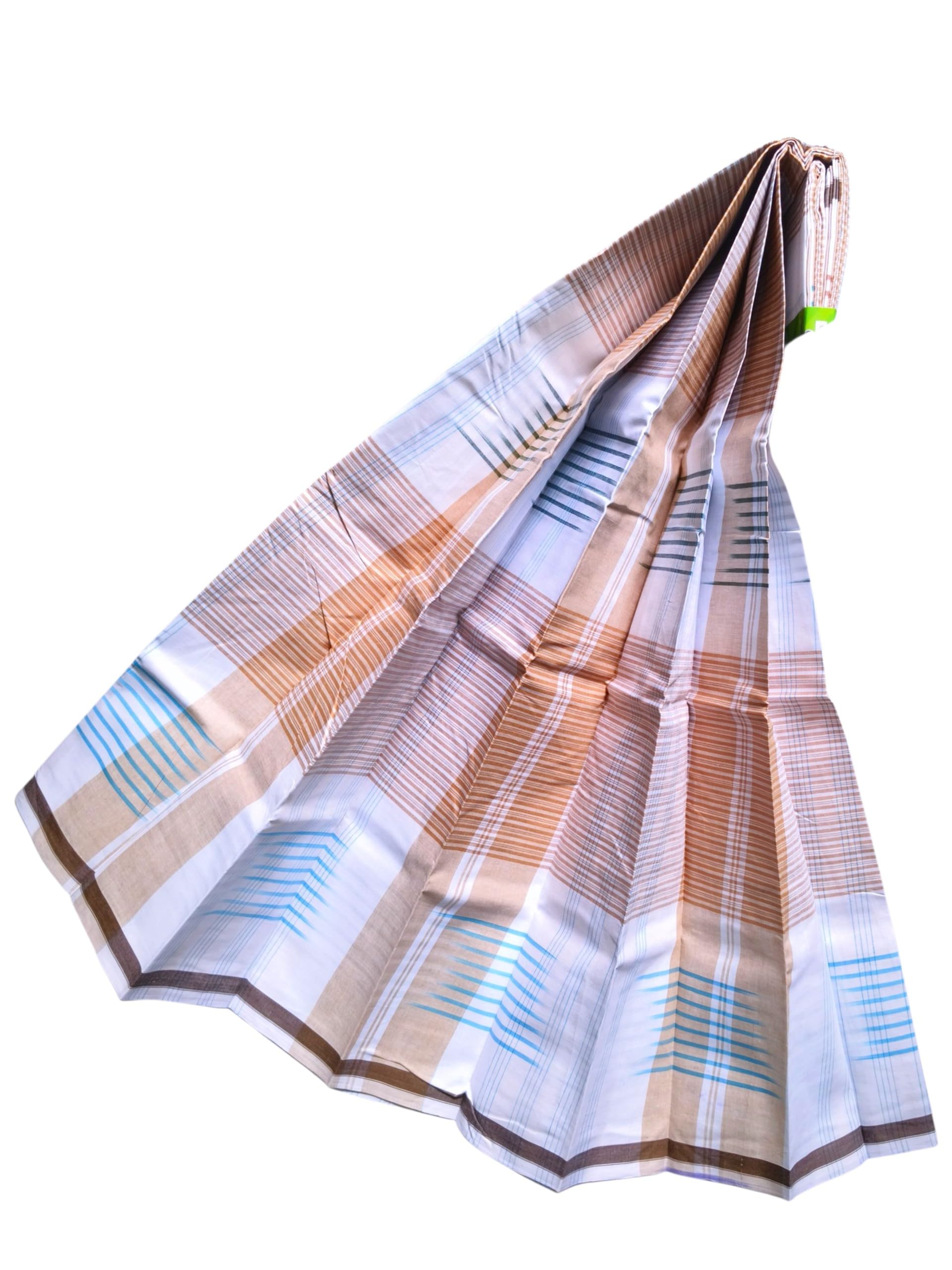 Cotton Bangladeshi Lungi for Men, Orange White Size 2.5 Meter, Mundu,Panchaa, Panche, Vesti, Kaili, Tahmat, Stitched Lungi,-picture-50