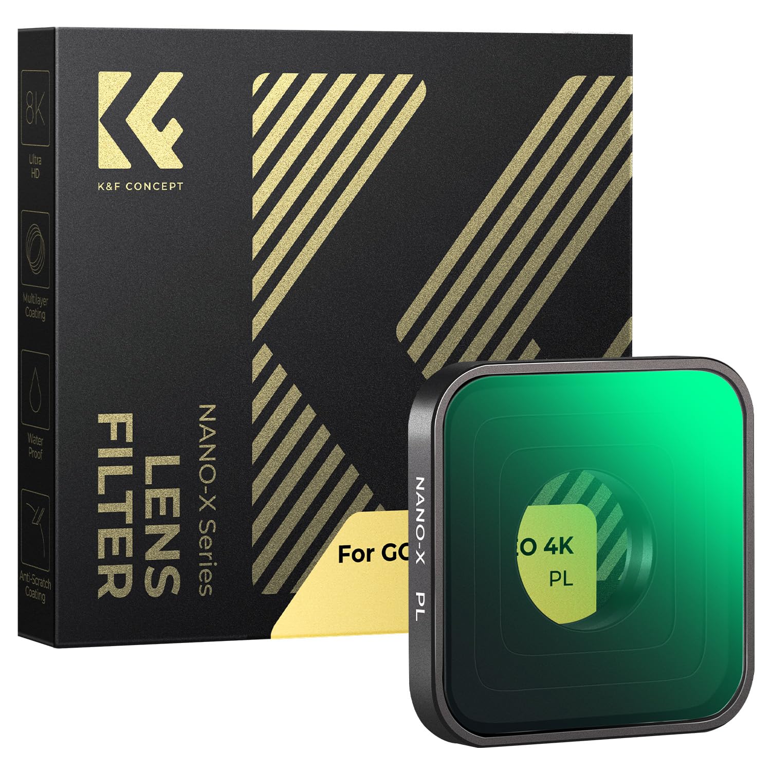 K&F Concept Polarizer PL Filter Compatible with GoPro Hero 4K Camera, Multi-Coated HD Glass Optical Glass, Aluminum Alloy Frame, Action Camera