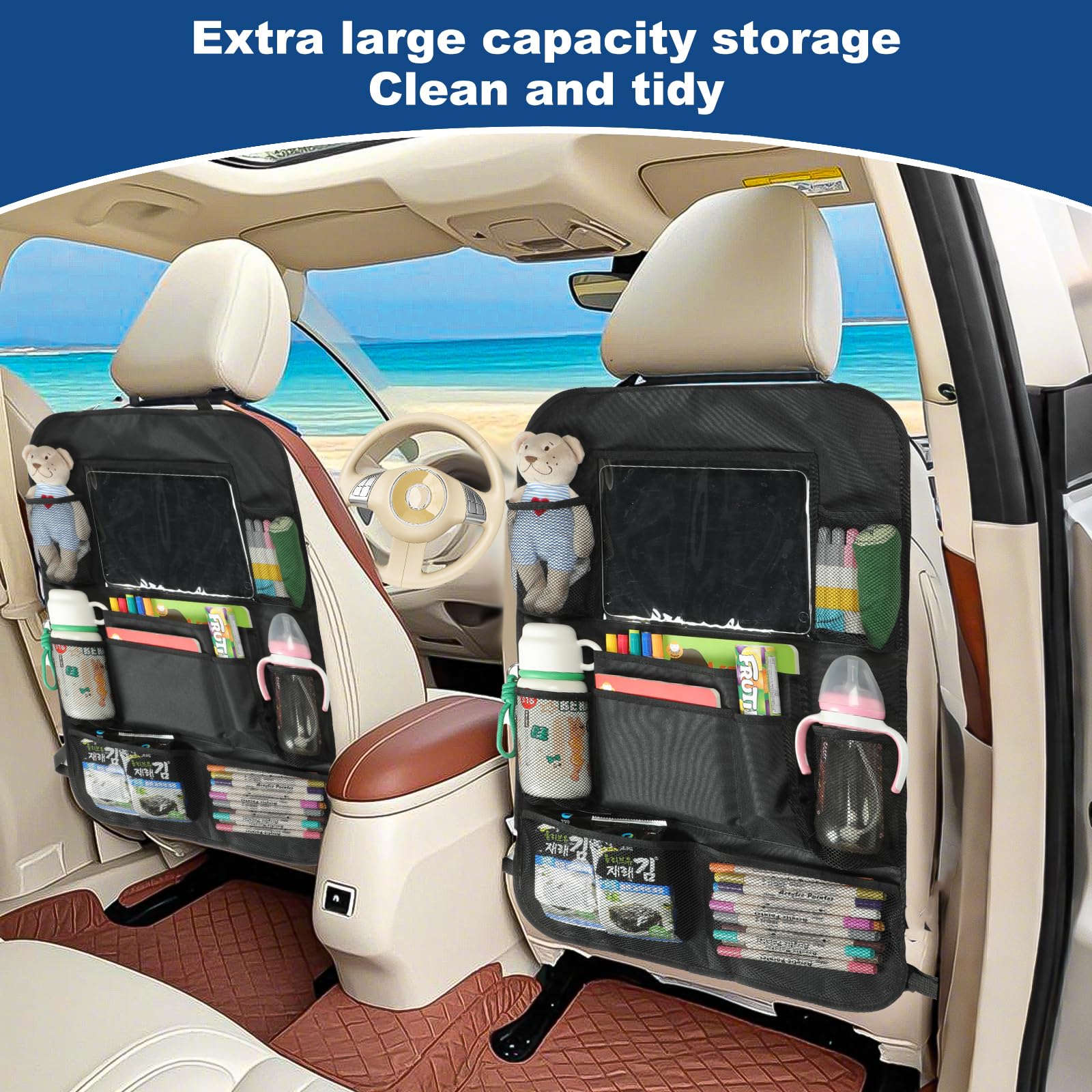 Saldi Organizzatore per sedile posteriore dell'auto con porta tablet 9 tasche portaoggetti organizzatore per auto in pelle PU con tavolino pieghevole - Banggood alia Mobile-arrival notice