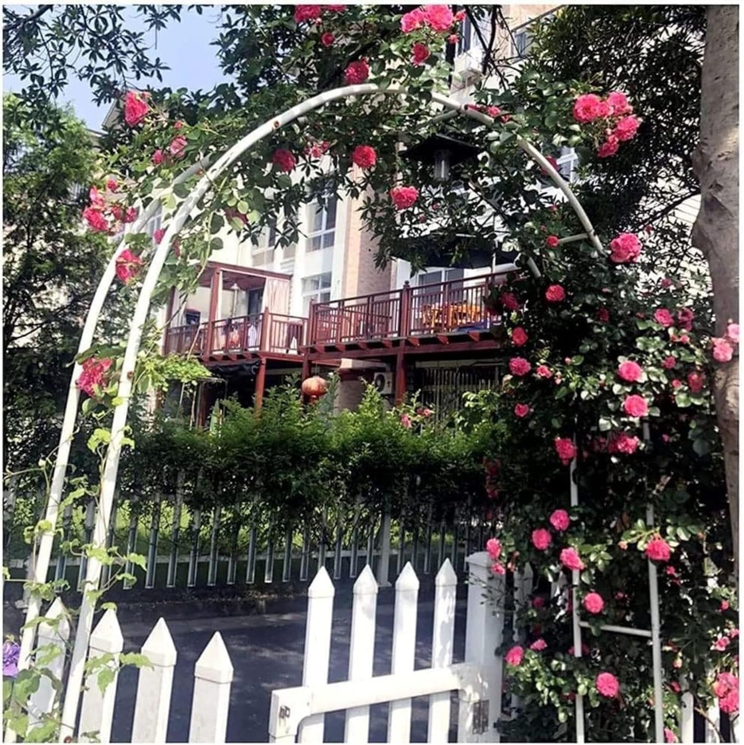 Łuk ogrodowy Łuk ogrodowy z zielonego metalu dla pnączy róż, podpora ogrodowa, do patio ogrodowego trawnika na podwórku, wesele do dekoracji ślubnej, kratka do ogrodu(W3M*H2.2M)
