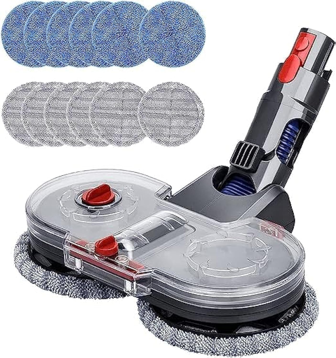 DEONG Electric Mop Attachment Compatible With Dyson V15 V11 V10 V8 V7 Vacuum Cleaners, Mop Head with Detachable Water Tank, 12 Reusable Mop Pads