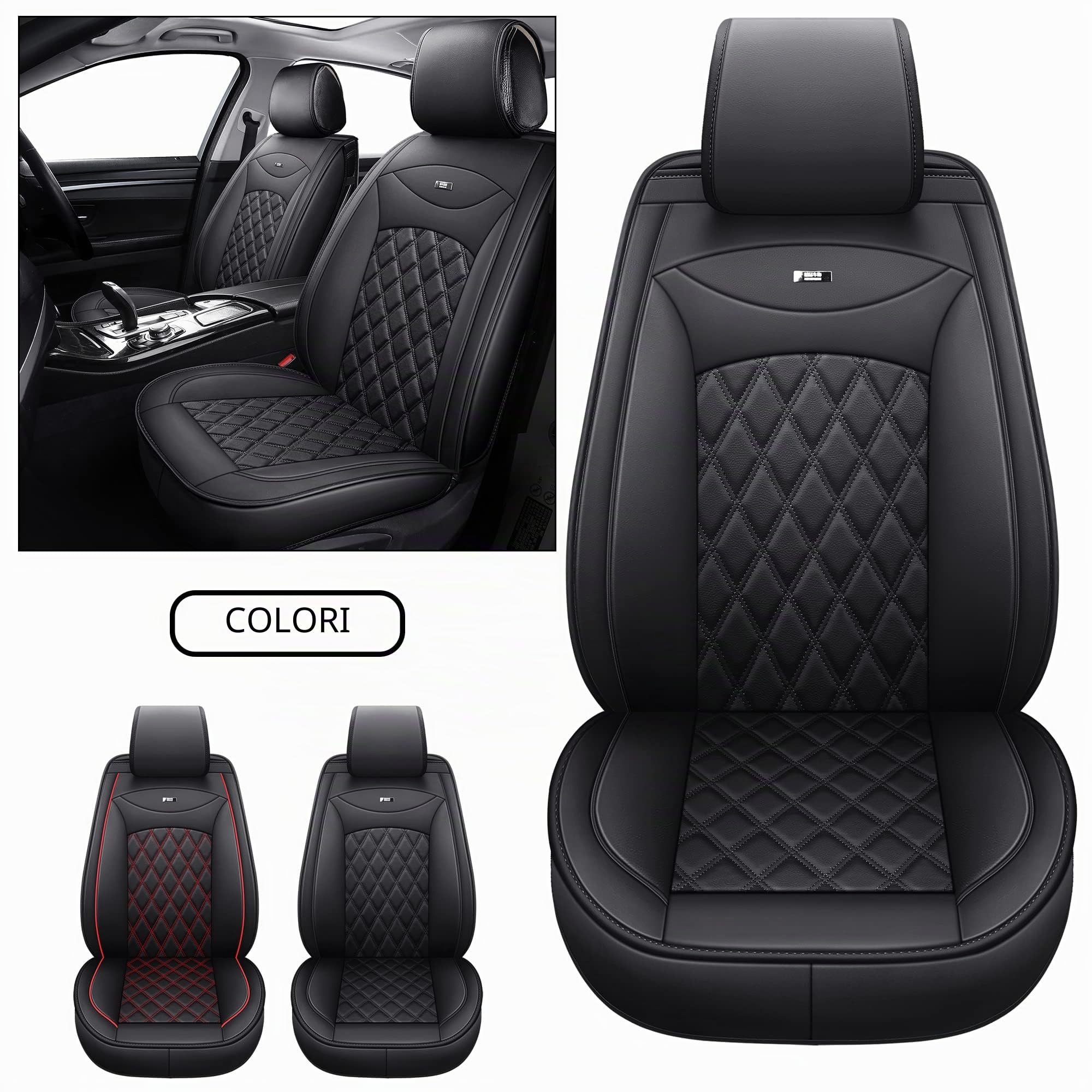 Coprisedili Anteriori Auto in Pelle PU di Lusso - Impermeabili e Compatibili con Airbag Laterale - Universali per la Maggior Parte delle Auto - Protezione di Alta Qualità per i Tuoi Sedili