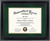 Vista 43 de GMFrames Marco para diploma de 8.5x11 con tapete o para mostrar certificados de 11x14 sin tapete, madera maciza, acabado en cerezo con intrincado