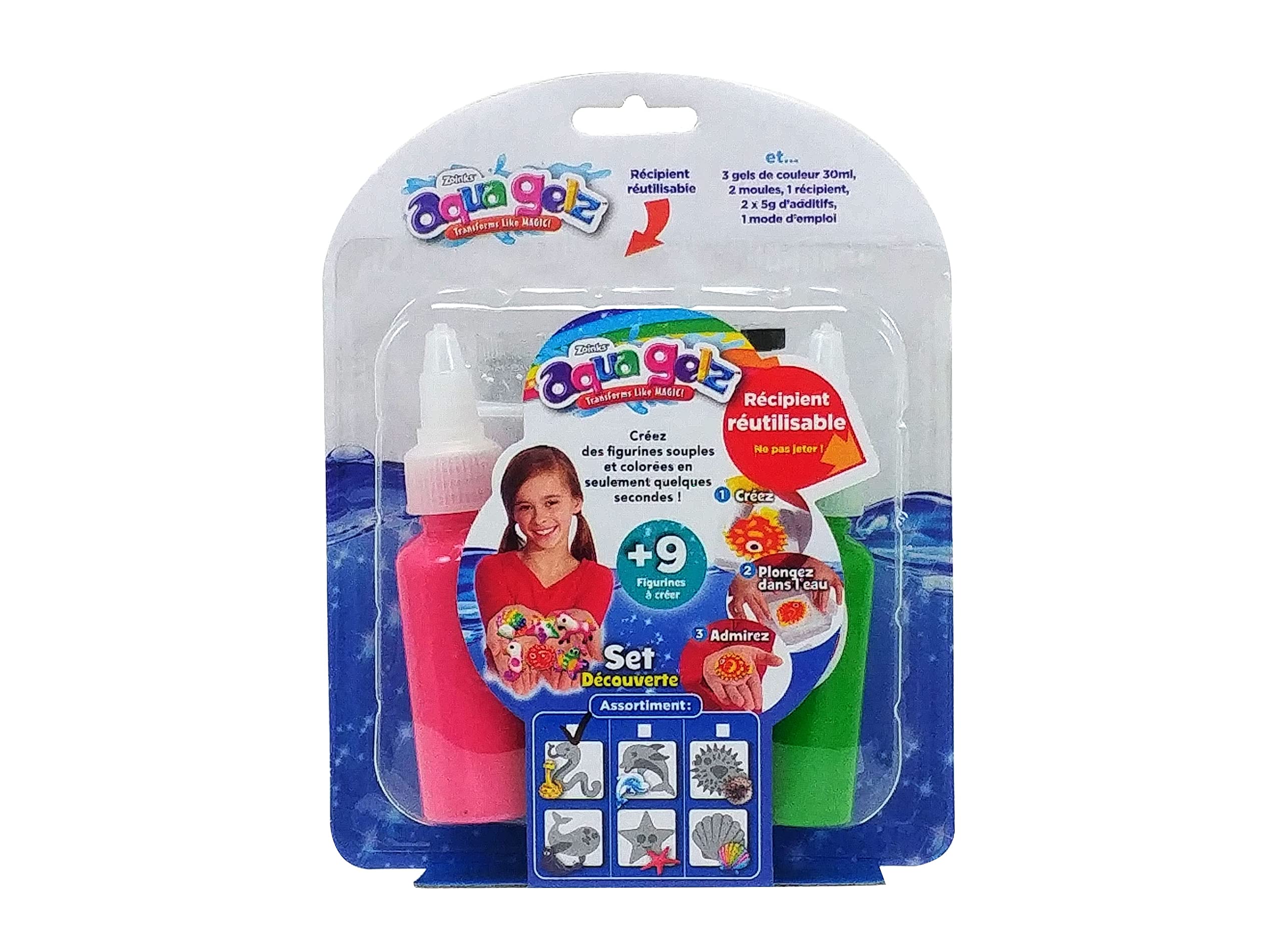 Simba 106322450026 Aqua Gelz DIY Starter Set, 3D Figures, Creative Art and Hand Game, 3 Bottles of 30 ml of Gel, 2 Shapes, 2 x Water Additive from 8 Years