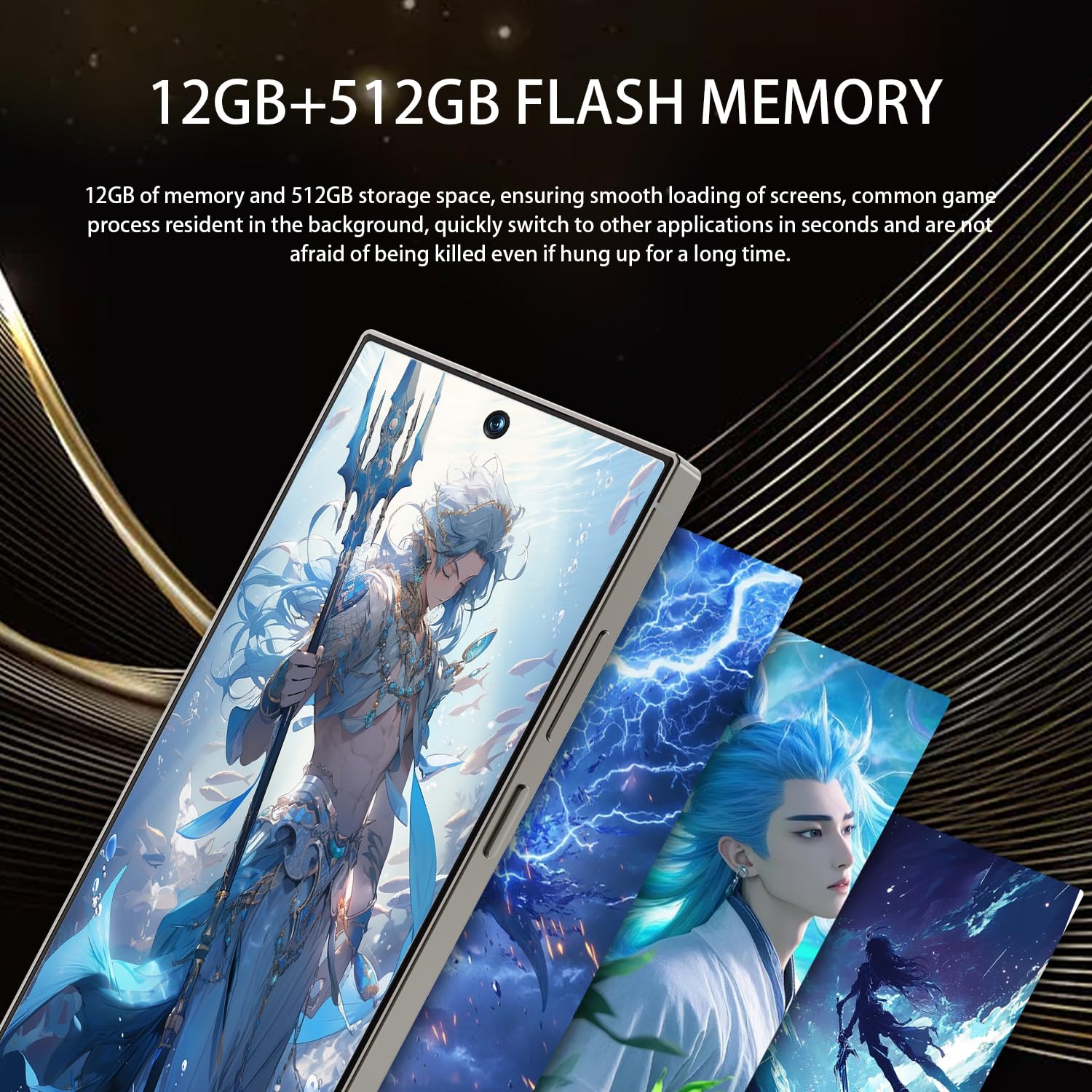 I26 Ultra Unlocked Cell Phone,12+512GB 5G Unlocked Phone, 6.99" HD Screen Smartphone Built in Pen Android 14 Battery 7000mAh, Dual SIM/Face ID/Fingerprint Lock/GPS (Black) - 5