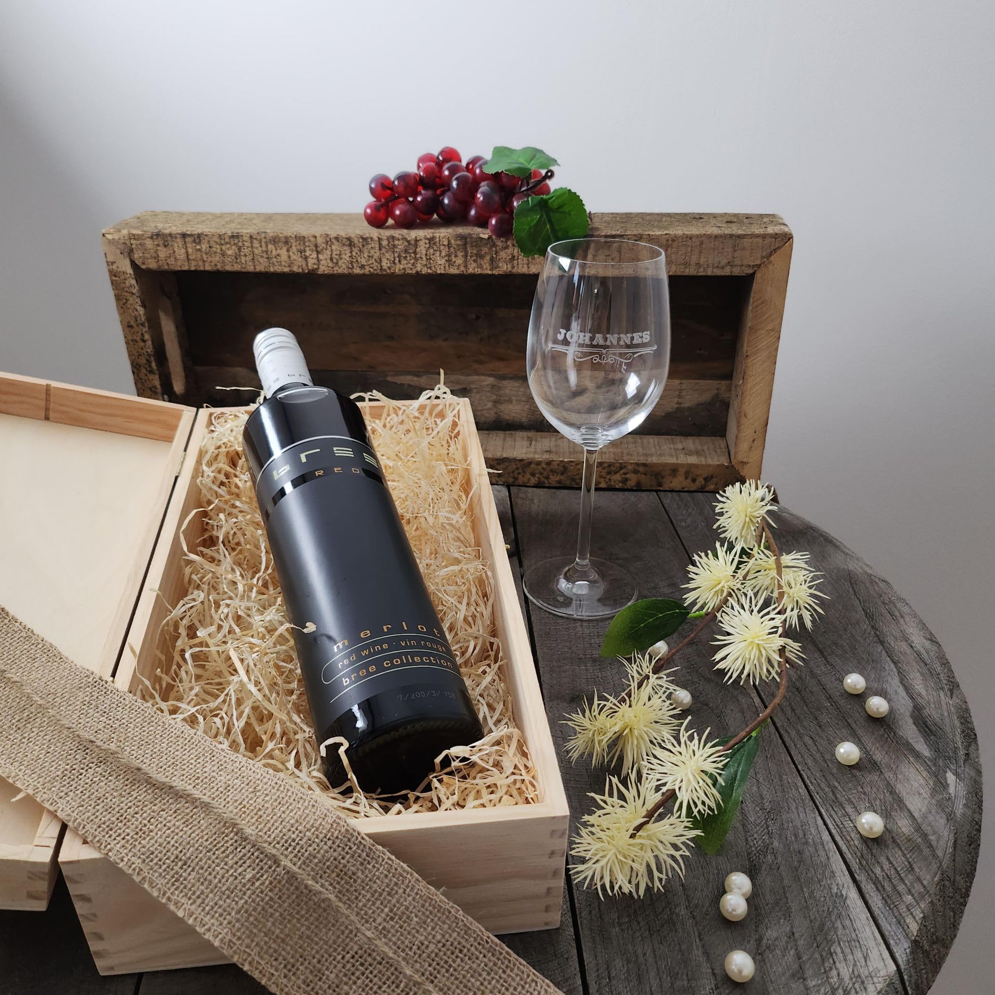 laser-diele Weinglas – Geschenkset – Weinglas mit Gravur – Wein Geschenksets – Geschenk zur Rente – Ruhestand – Rotwein – Rentnerkiste