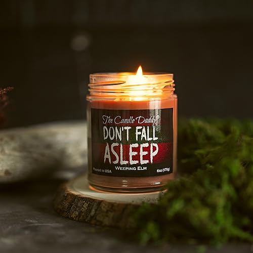Miniatura 2 de Don't Fall Shleep - Vela perfumada de película de terror con olmo llorón espeluznante, vela en tarro de 6 onzas para Halloween, 40 horas de tiempo
