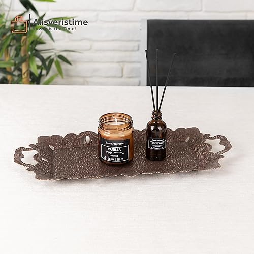 Miniatura 9 de Alisveristime Bandeja Zamac con motivo otomano, (dimensiones de 15.7 x 7.7 x 1 pulgadas), (14.46 oz - 14.4 onzas), asas elegantes, adecuadas para