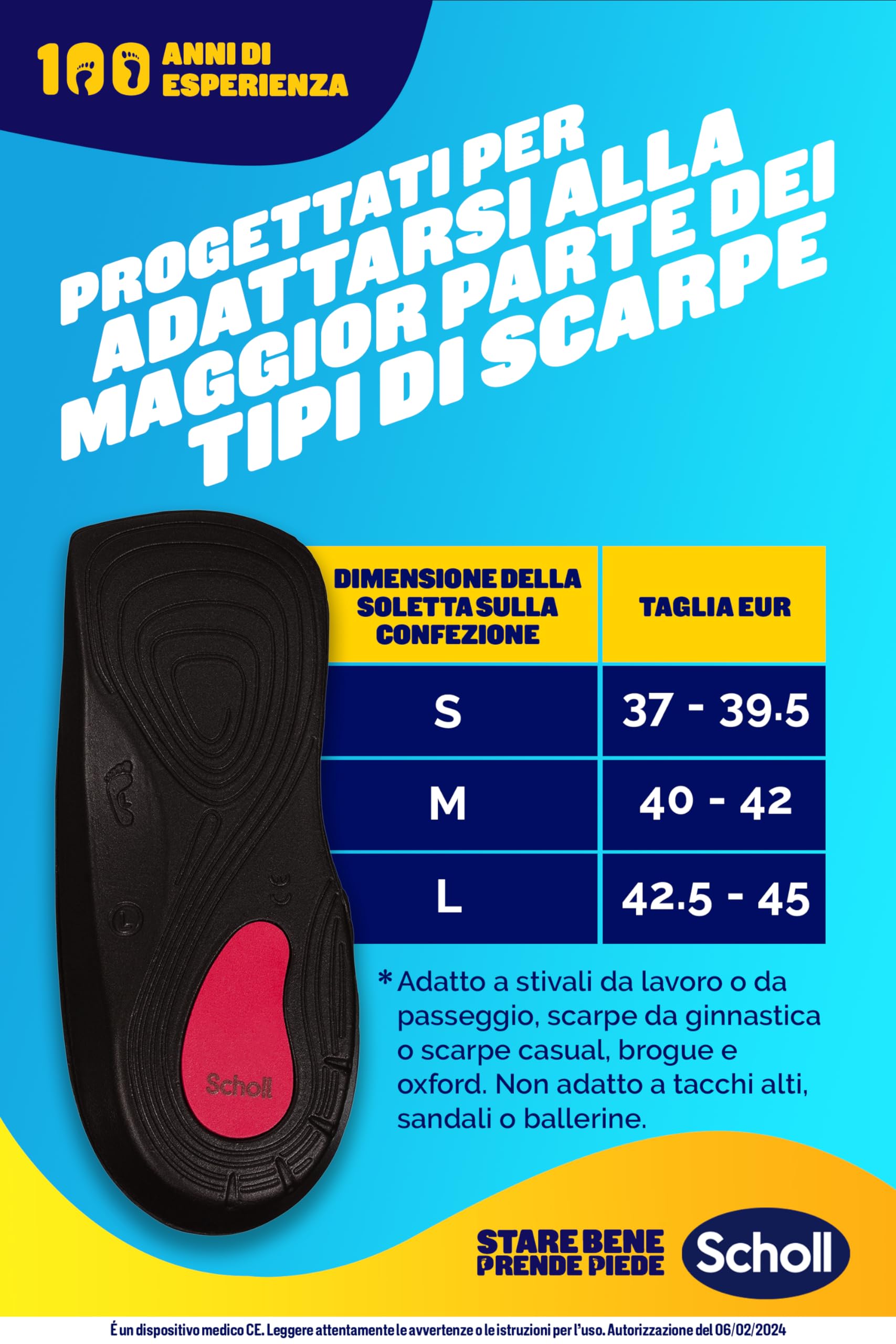 Scholl In-Balance - Plantilla de alivio del dolor de rodilla a talón, plantillas con gel amortiguador de doble capa con soporte flexible, talla S (37-39,5), 1 par