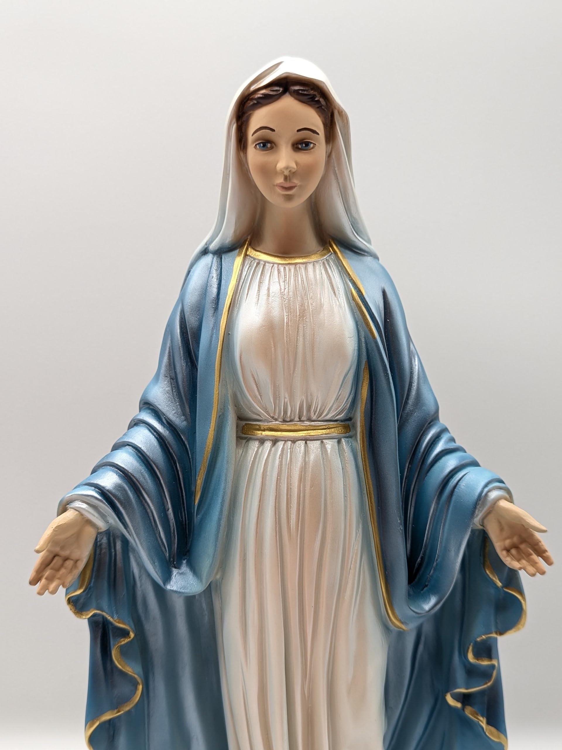 OVUNQUE PROTEGGIMI Statua Madonna Immacolata o Miracolosa in Resina, cm 40, perlata, per Interni ed Esterni, Statuetta della Madonnina Realizzata e Dipinta in Italia