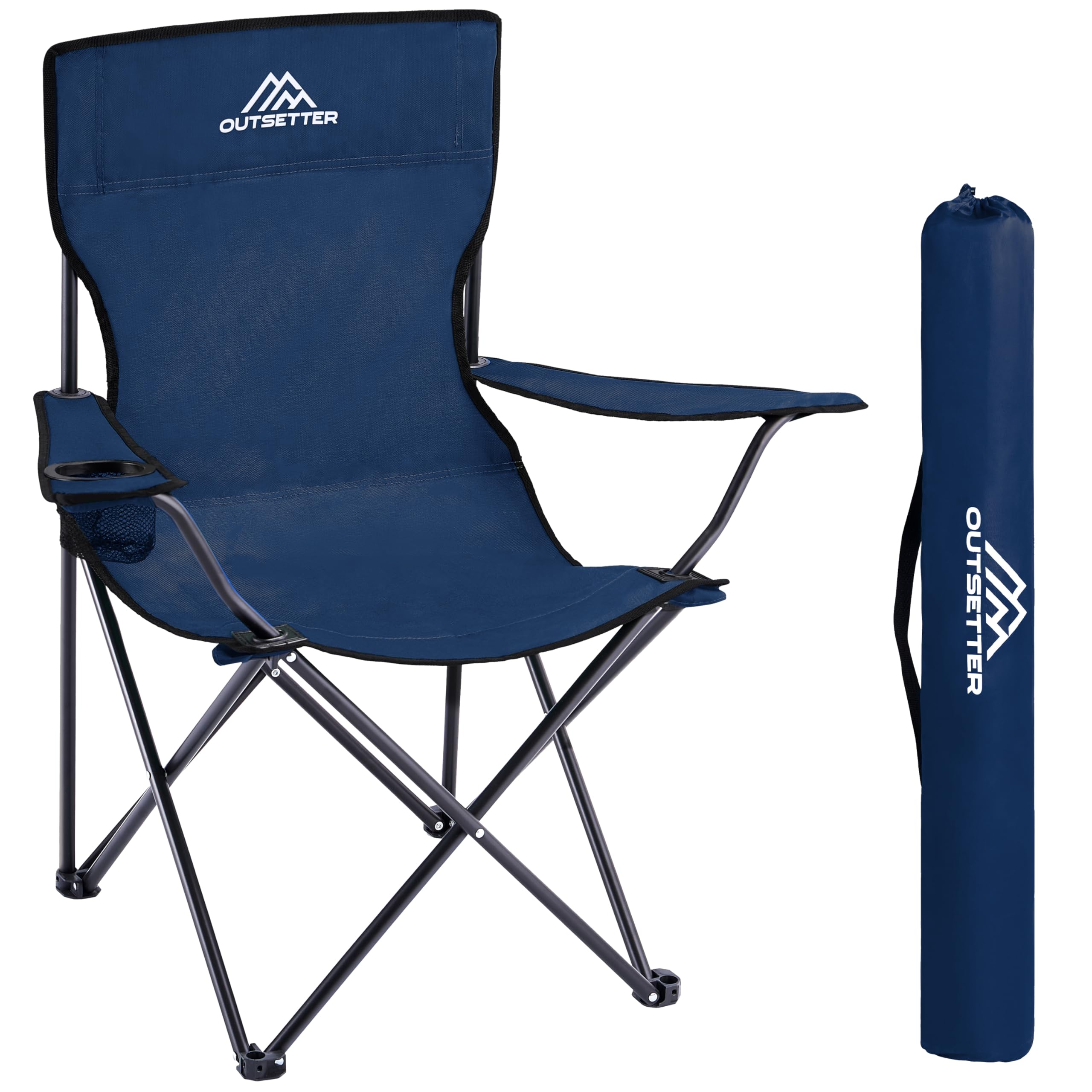 Camping Chair | Lightweight Folding | Portable Chairs for Outdoors | Cup Holder | Storage Cover | Outdoor Leisure Chair Durable with Arm Rest for the Beach, Lawn, Fishing Trip Garden and BBQs Blue