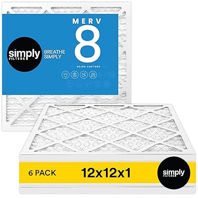 Simply 20x20x1 Air Filter, Merv 8, MPR 600, 6 Pack, Furnace Air Filter for HVAC (Actual Size: 19.75"x19.75"x0.75") DUST, Pet, & Allergy Control