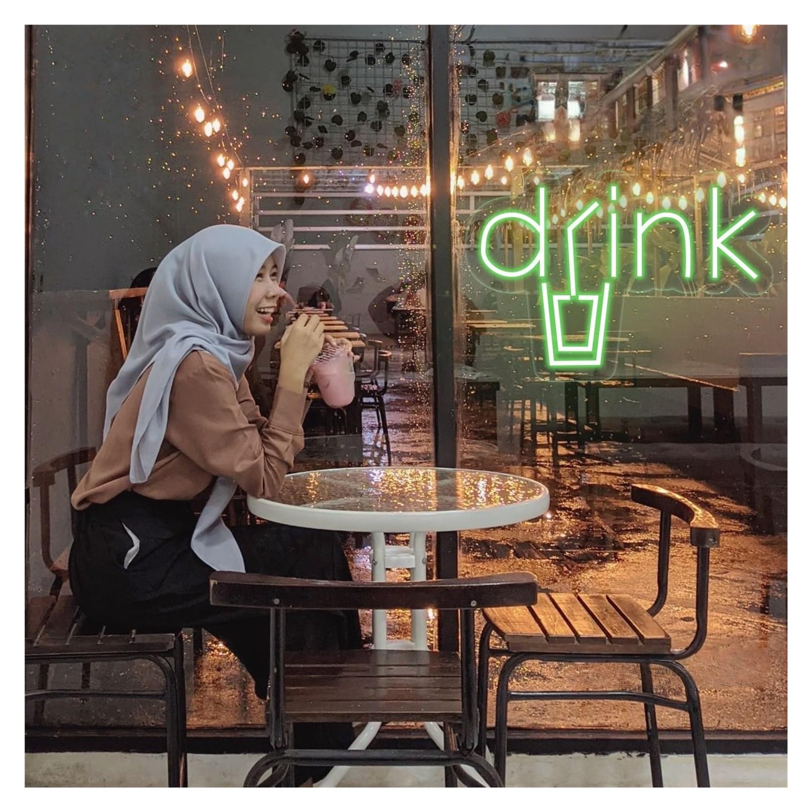 RONGCH Hanging Art Signs Drink with Cup & Straw Neon Sign,Suitable for Milk Tea Shop Wall Decor with Dimmable 28cmx40cm(A)
