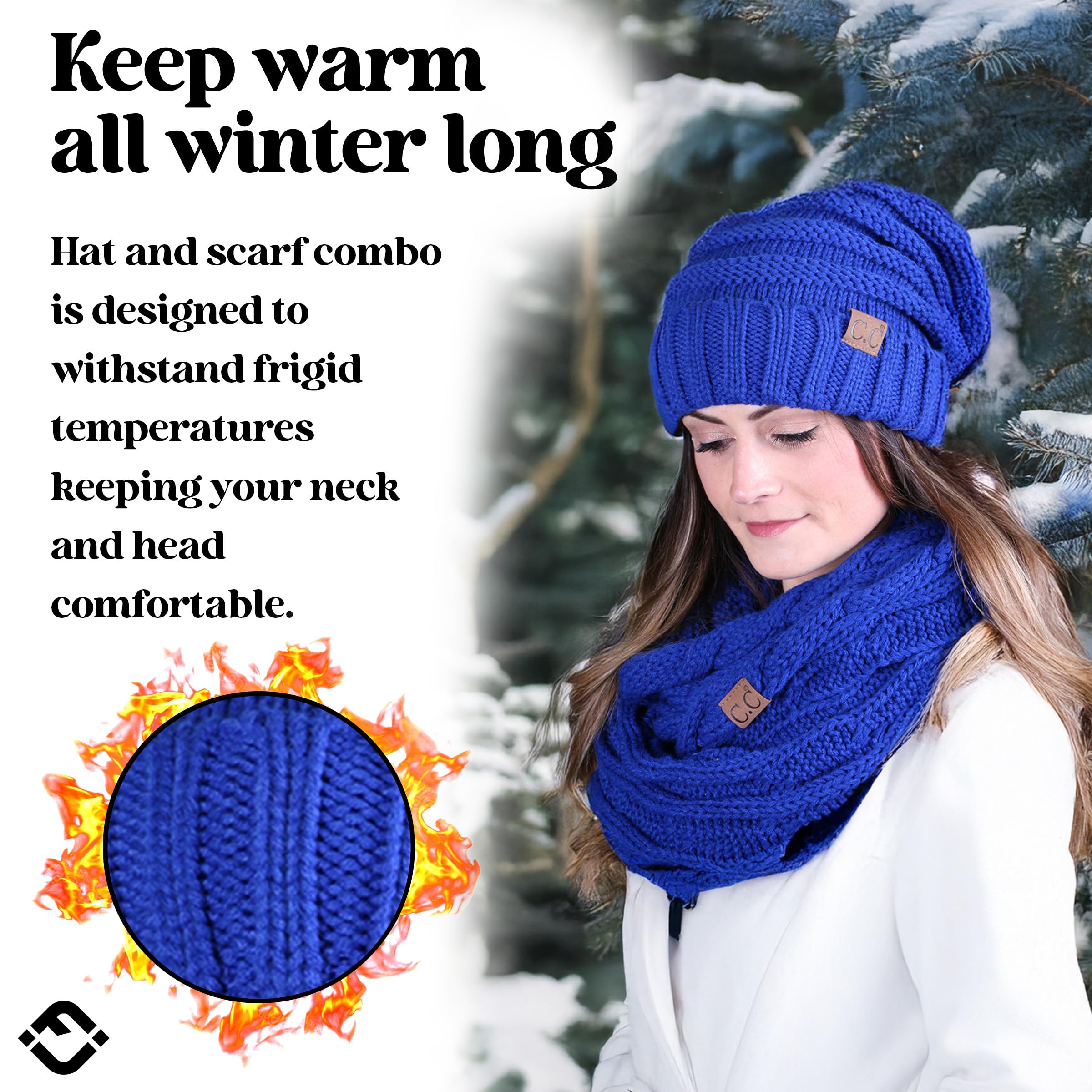 Funky Junque Oversized Beanie Scarf Bundle - Royal Blue
