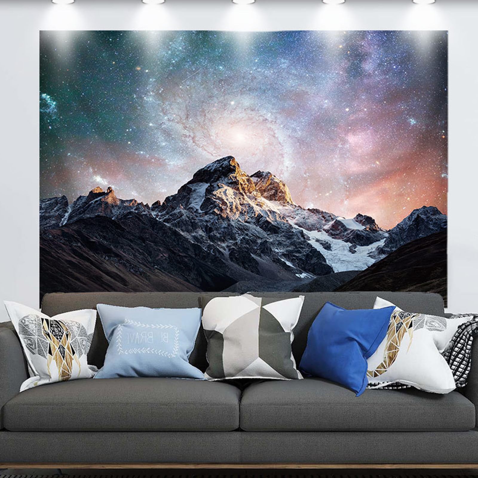 Tentures Murales Galaxie - Tissu Polyester - Motif Espace, Étoiles - Tailles 150x130 Cm à 230x180 Cm - Décoration Chambre, Salon - 11