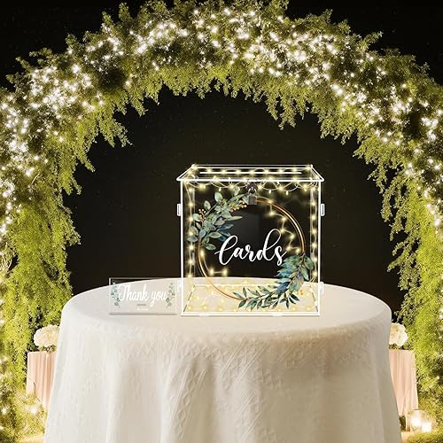 Miniatura 6 de Caja de Tarjetas de Boda de Acrílico OurWarm con Cerradura, Caja de Tarjetas de Regalo DIY para Recepción de Boda con Ranura, Caja de Tarjetas de