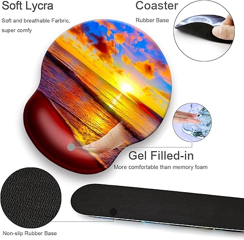 Miniatura 10 de Alfombrilla para mouse + alfombrilla de escritorio + reposamuñecas para teclado + posavasos 4 en 1, bonita alfombrilla de mouse ergonómica grande