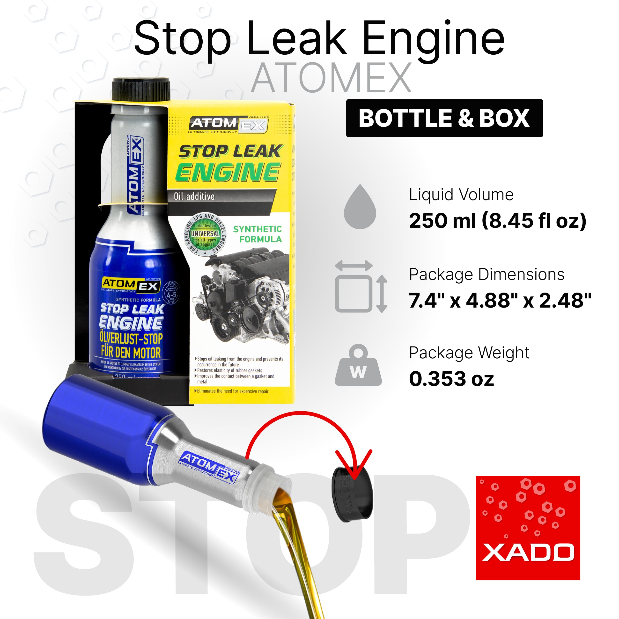 Amazon.co.jp: XADO ATOMEX STOP LEAK ENGINE エンジンオイル用漏れ