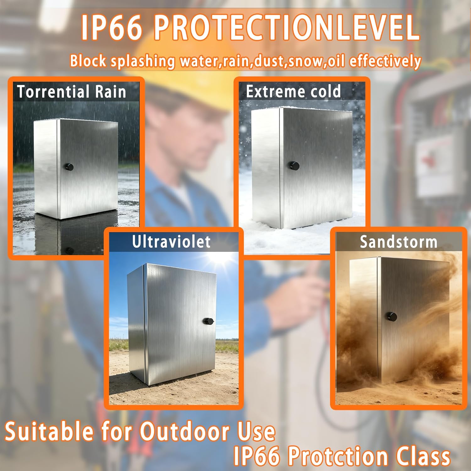 Stainless Steel Electrical Enclosure 12x8x6 Inch NEMA 4X Enclosure 304 Stainless Steel Box IP66 Waterproof and Dustproof Metal Box