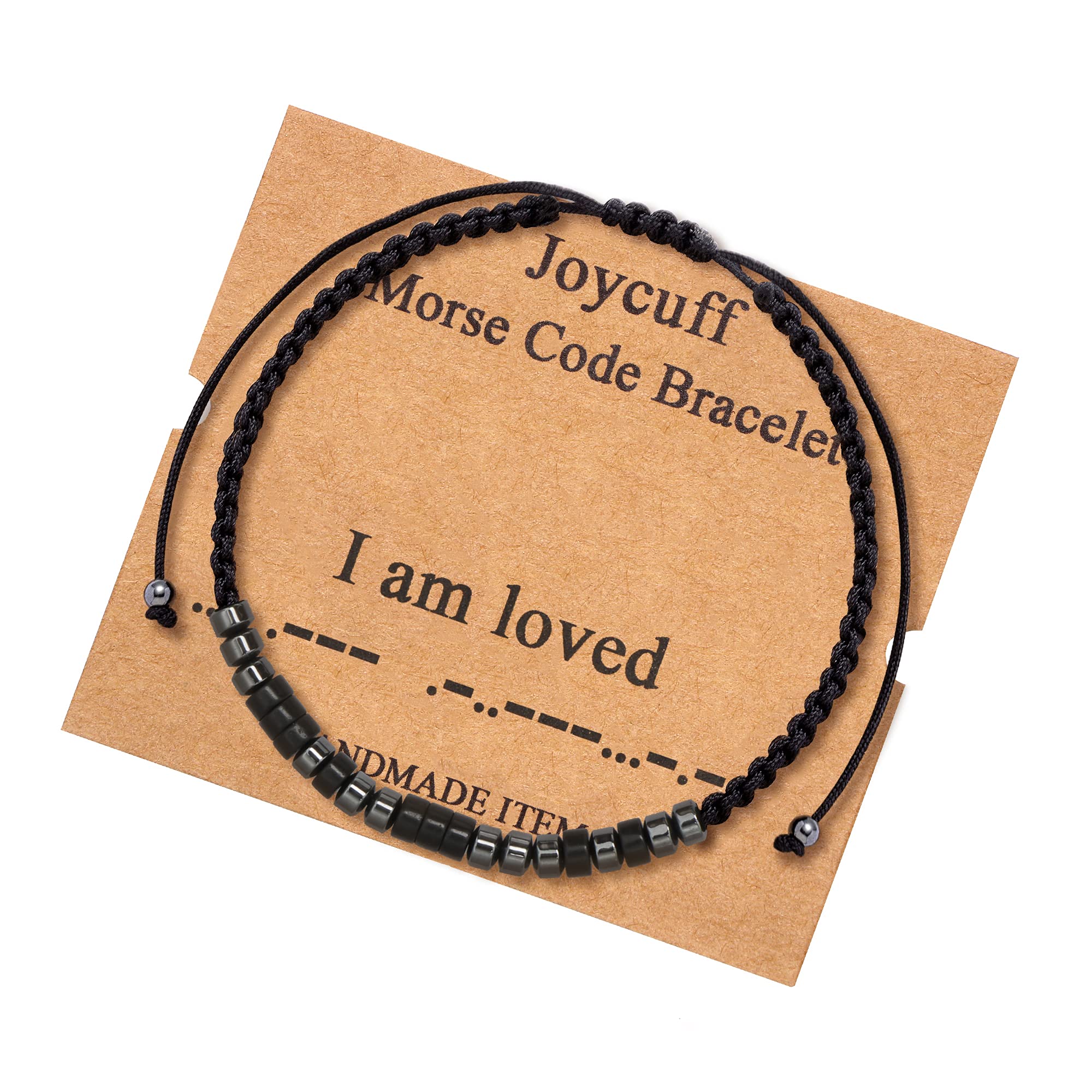 JoycuFF Inspirational 𝗠𝗼𝗿𝘀𝗲 𝗖𝗼𝗱𝗲 𝗕𝗿𝗮𝗰𝗲𝗹𝗲𝘁𝘀 𝗳𝗼𝗿 𝗪𝗼𝗺𝗲𝗻 Men Secret Message Obsidian Beads 𝗛𝗮𝗻𝗱𝗺𝗮𝗱𝗲 Woven Jewelry 𝗕𝗶𝗿𝘁𝗵𝗱𝗮𝘆 Gifts for Her