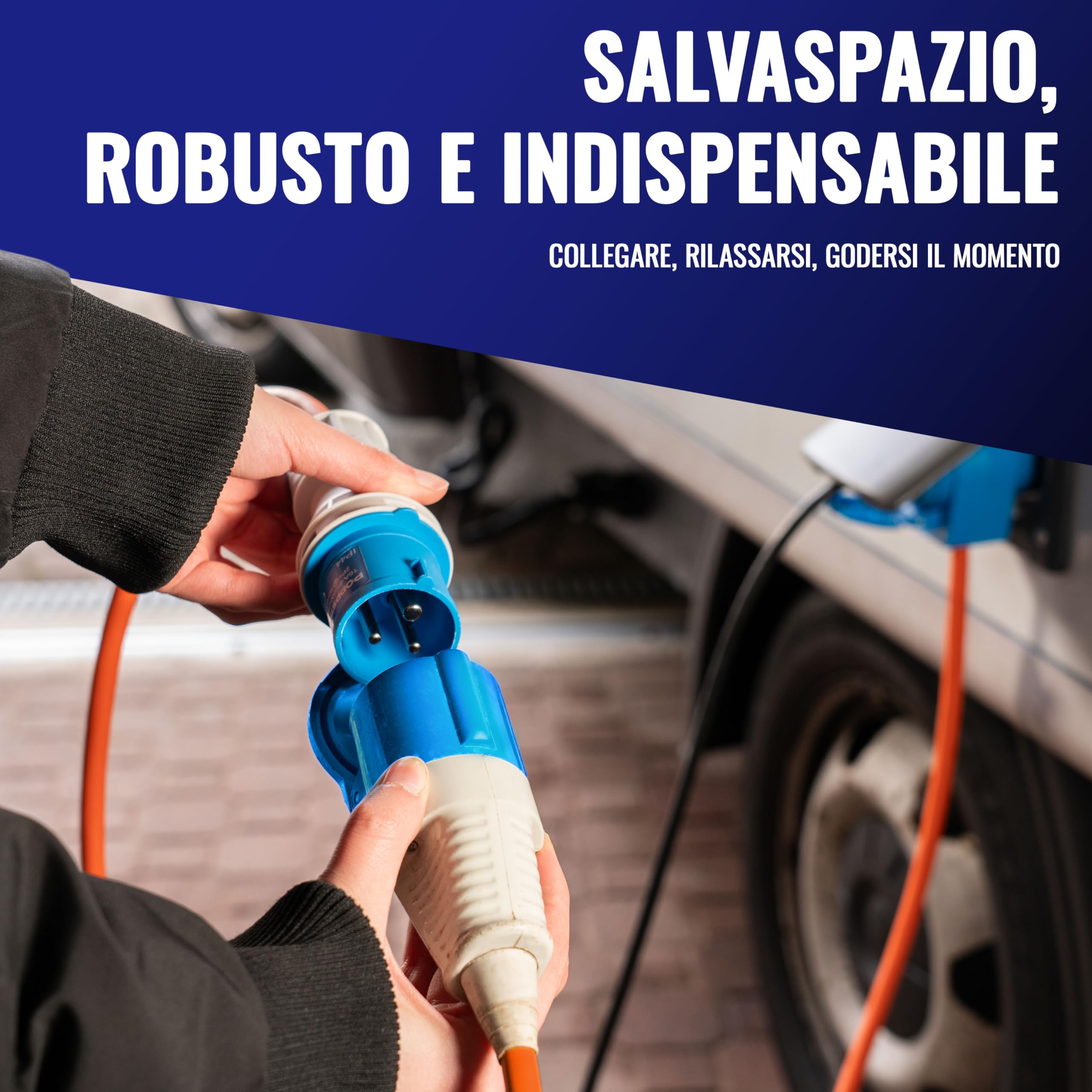Poppstar Cavo di prolunga CEE da campeggio 25 m con Schuko (spina CEE 3 poli su presa CEE + presa di protezione tipo F), 230V/16A, IP44, H07RN-F 3G2.5