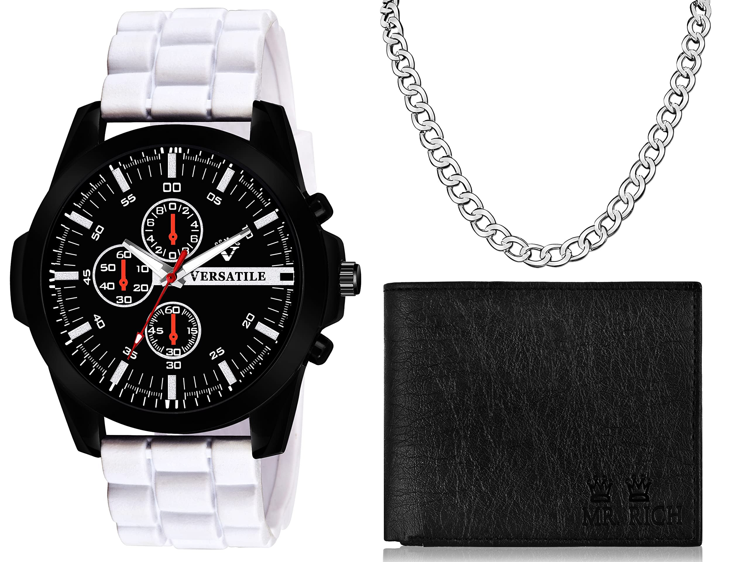Mikado Master Set Analog Watch, Silver Chain and Wallet for Men (B0B5H7RTBH) Amazon Price History, Amazon Price Tracker