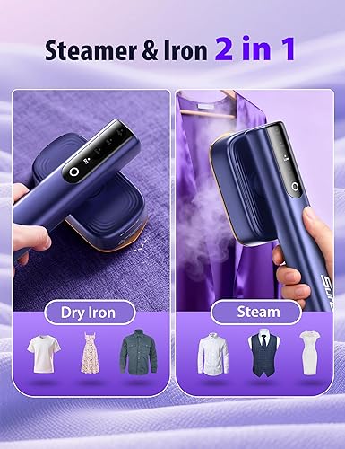 Miniatura 3 de Vaporizador portátil de mano para ropa, calentamiento rápido de 15 segundos, tanque de 6.1 fl oz, guantes de planchado a vapor, 35 minutos de