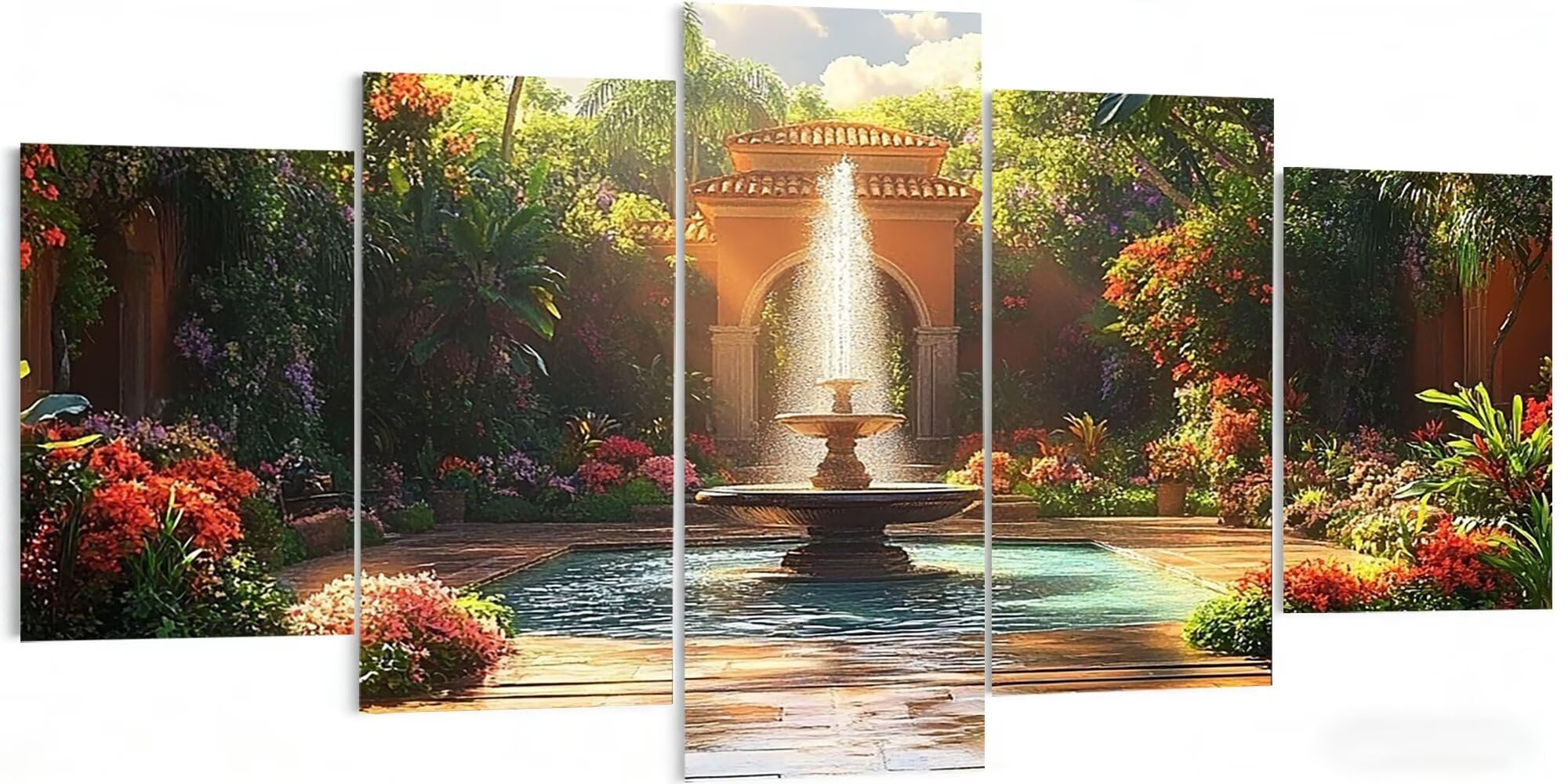5 sztuk Ogród Diament Malarstwo Pełny Zestaw 100x60cm, Zestaw 5D Diamentowe Malowanie Dorosłych Krajobraz, Mozaika Haft Szklany Relaks i DIY Rzemiosło, Sztuka Dekoracja ścienna do domu W5-700
