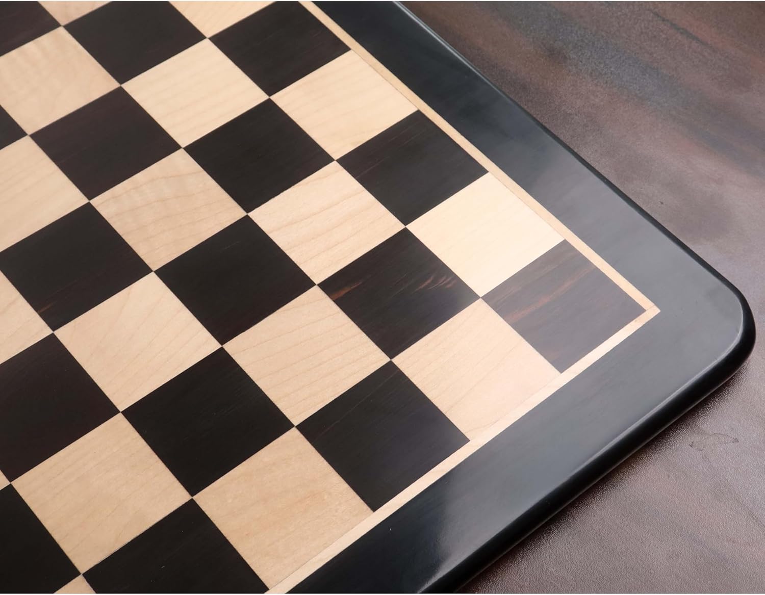 Royal Chess Mall Chess Board, Inlaid Ebony and Maple Wooden Chess Board, Chess Board Only, Large Chess Board, 21-in by 21-in (5.5-cm Squares), Luxury Gloss