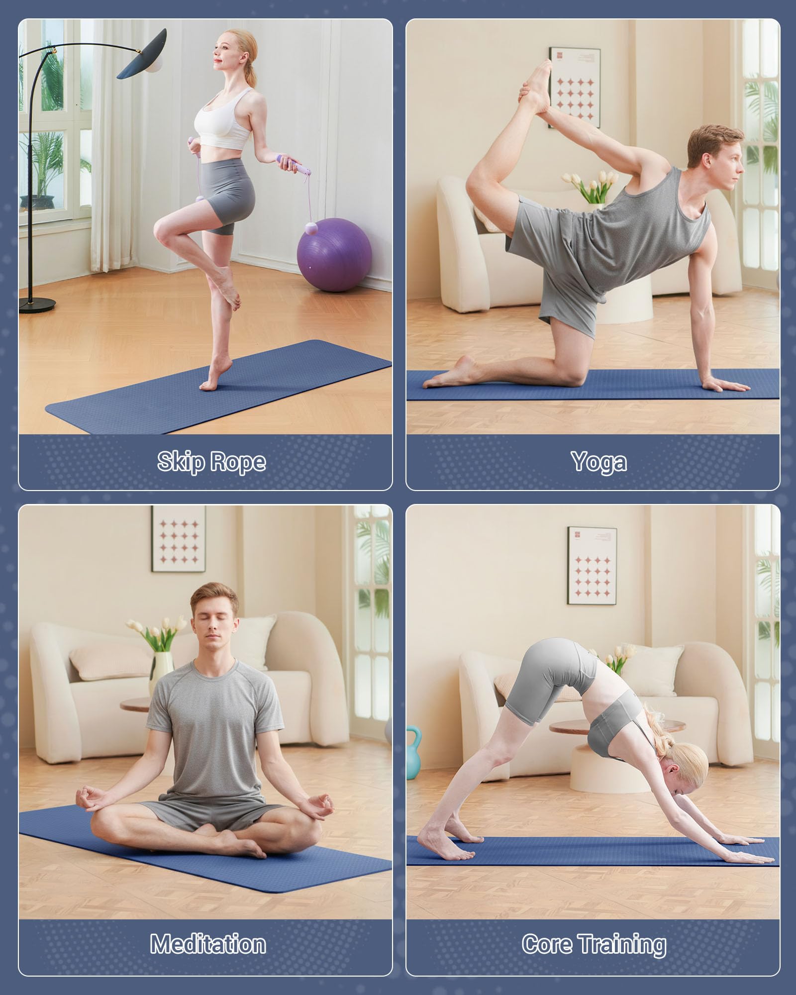 Good Nite Tappetino da ginnastica, yoga, fitness, antiscivolo, per allenamento, sport, turn, pilates, con tracolla, 183 x 61 x 0,6 cm