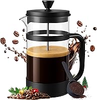 Utopia Kitchen 34oz Borosilicate Glass French Press Coffee Maker - Heat-Resistant, Portable Cafetiere for Camping & Travel, Black