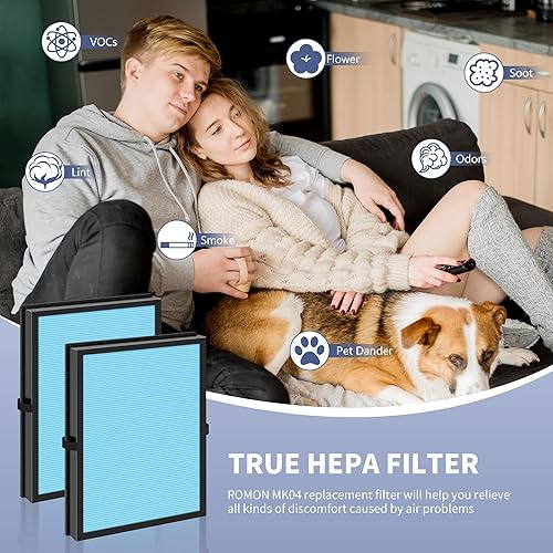 Miniatura 9 de Filtro de repuesto MK04 compatible con purificador de aire AROEVE MK04 MG04JH, versión estándar, paquete de 3