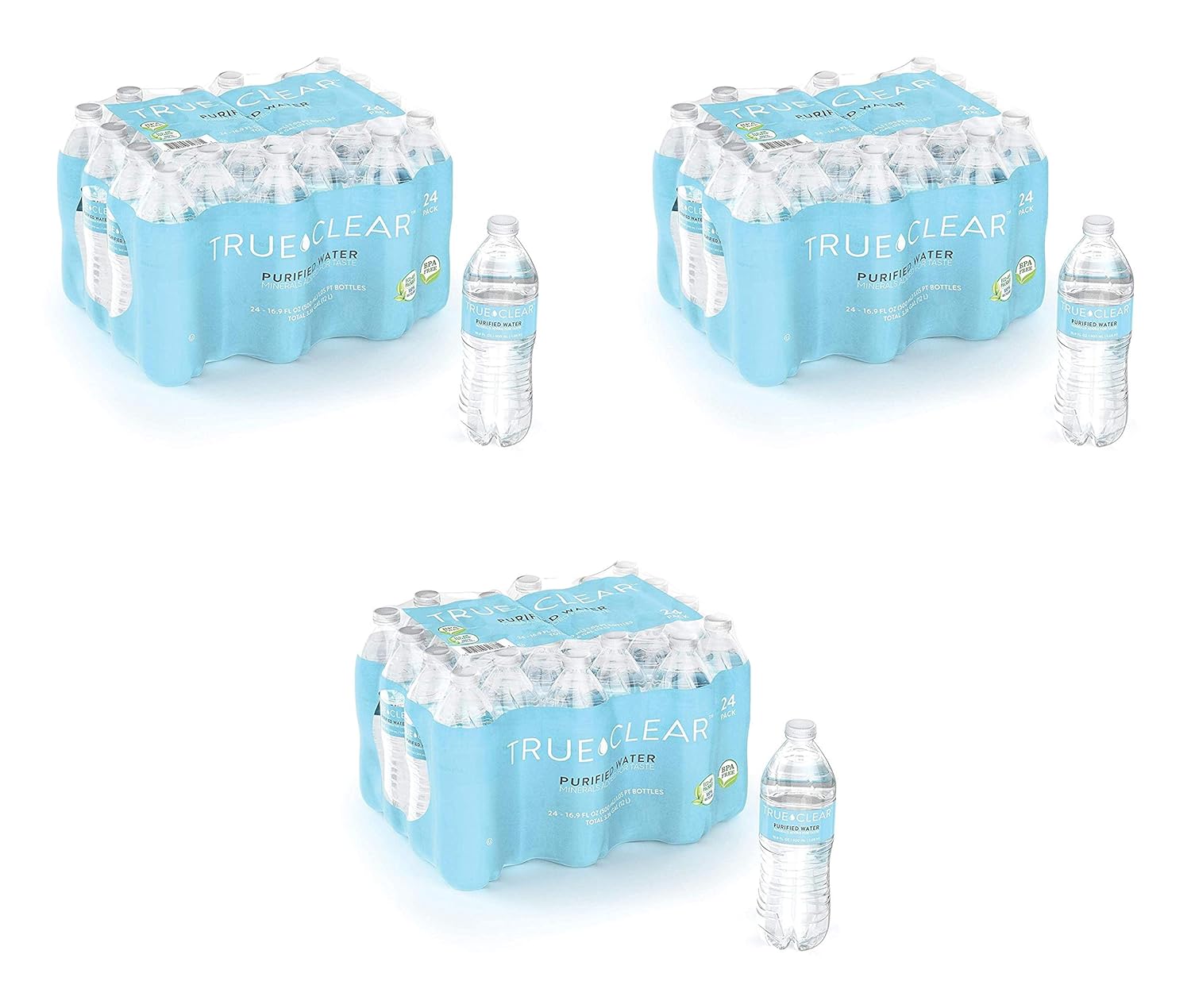 True Clear TC54594 True Clear Purified Bottled Water, 16.9 fl. oz. Bottles, 24/Carton (TC54594) Pack of 3