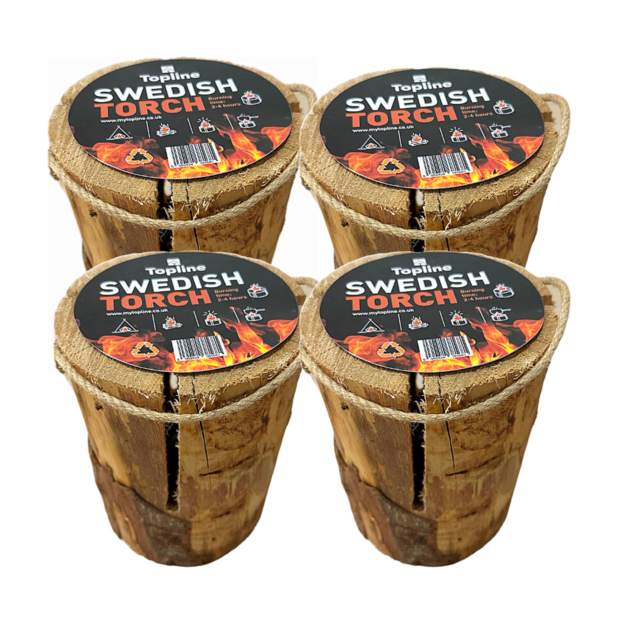 Swedish Fire Torch Instant Fire Wood - 4 x Extra Dry Kiln Dried Logs. Perfect for a Garden Fire Pit. Can Be Used as a Campfire, Stove or Even a Garden Lantern/Garden Candle