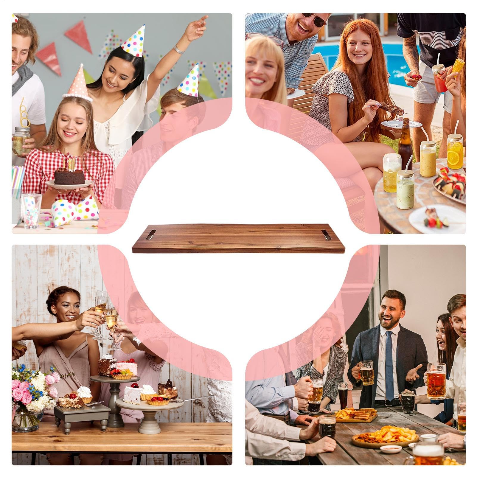 Holz Käsebrett Mit Griff Holzbrett für Käse und Wurst | Tragbare Anrichtplatte Für Knusprige Snacks Kuchen Küchenhelfer