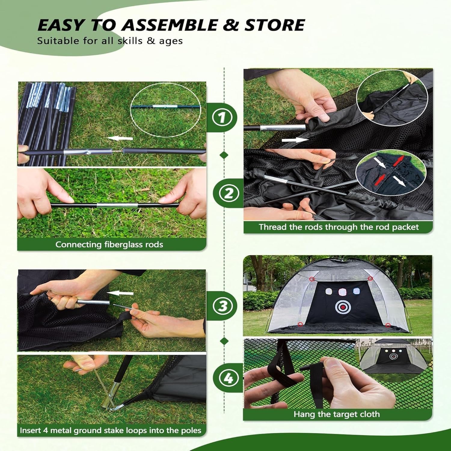Filet d'entraînement de golf, cible de frappe avec tapis de frappe, kit d'aide à l'entraînement, tente d'entraînement, sac de transport, sports d'intérieur et d'extérieur, cadeau pour tous les âges, y
