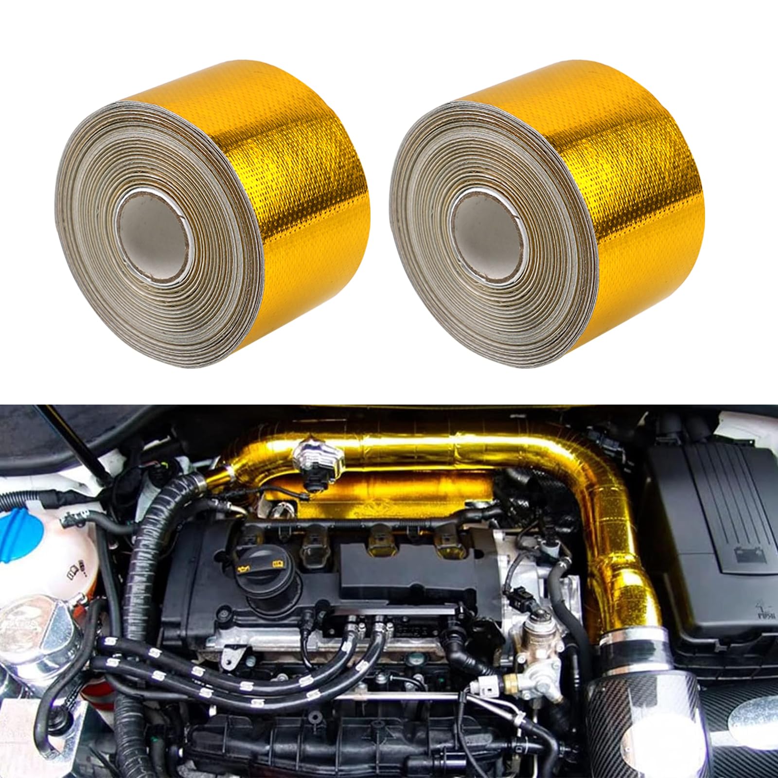 Sporacingrts 2" x 65.6ft Gold Heat Shield Reflective Tape Roll