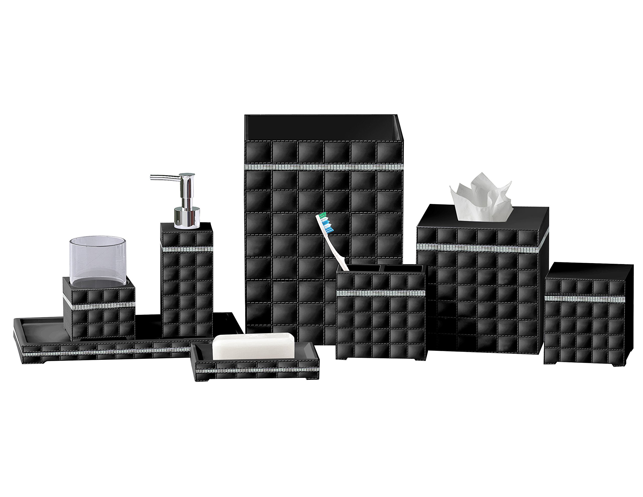 Amazon.com: nu steel GB-8PC/SET Giraffe Black Bath Accessory Set for ...