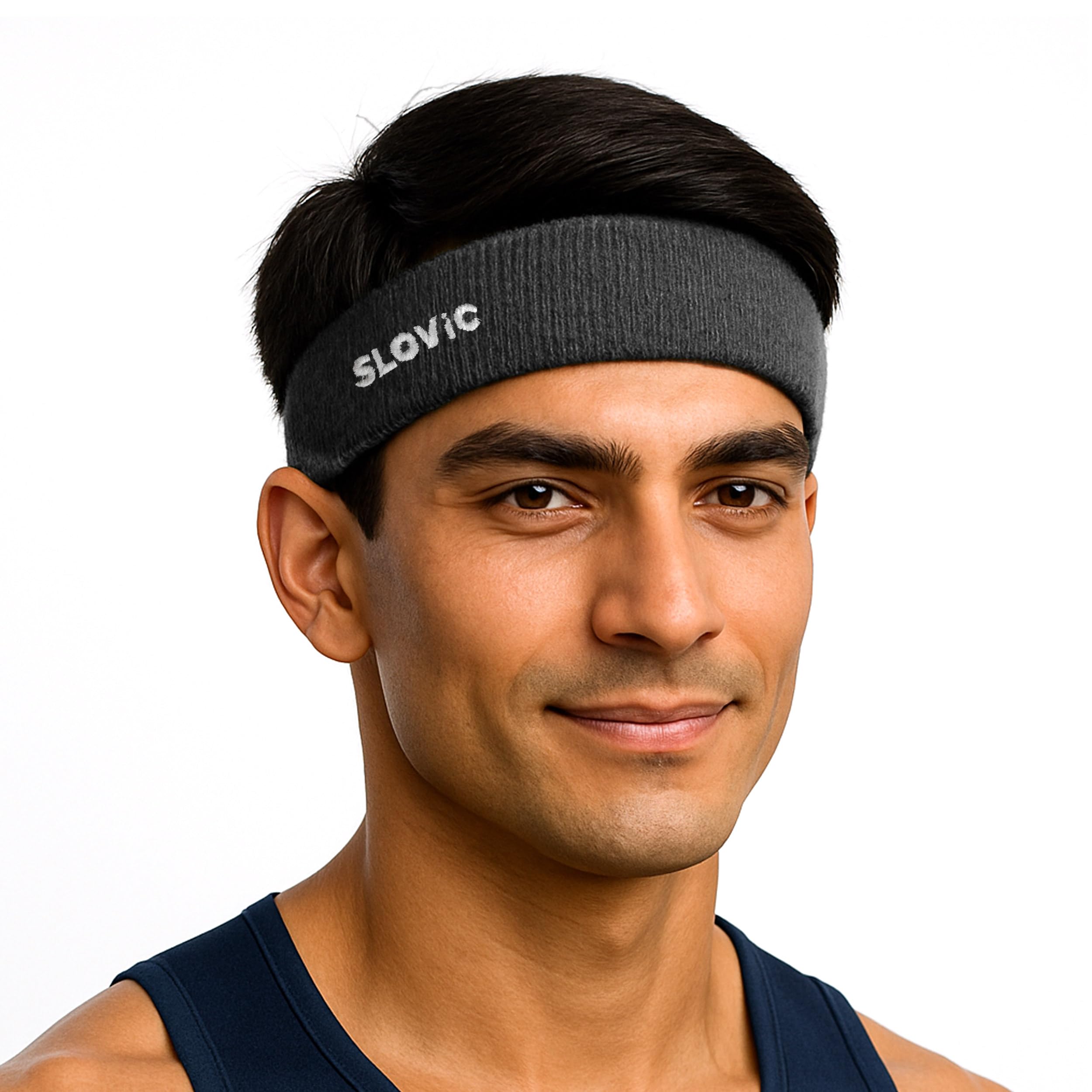 Slovic Sports Head Band for Men & Women | Stretchable Cotton Hair Bands for Women & Men | Breathable & Non Slip Material | Absorb Moisture & Ideal for Running, Gym & Sports | Black-image-13