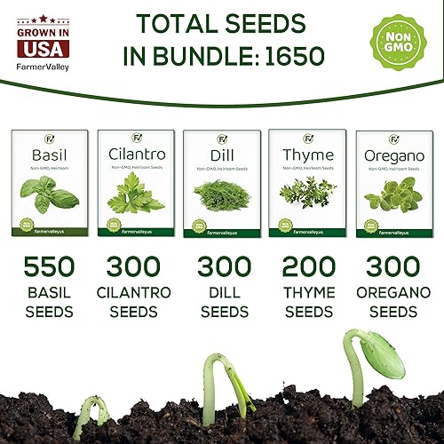 Miniatura 2 de Paquete variado de semillas de hierbas más populares, cultivadas en Estados Unidos, 100% sin OMG y semillas tradicionales para plantar en