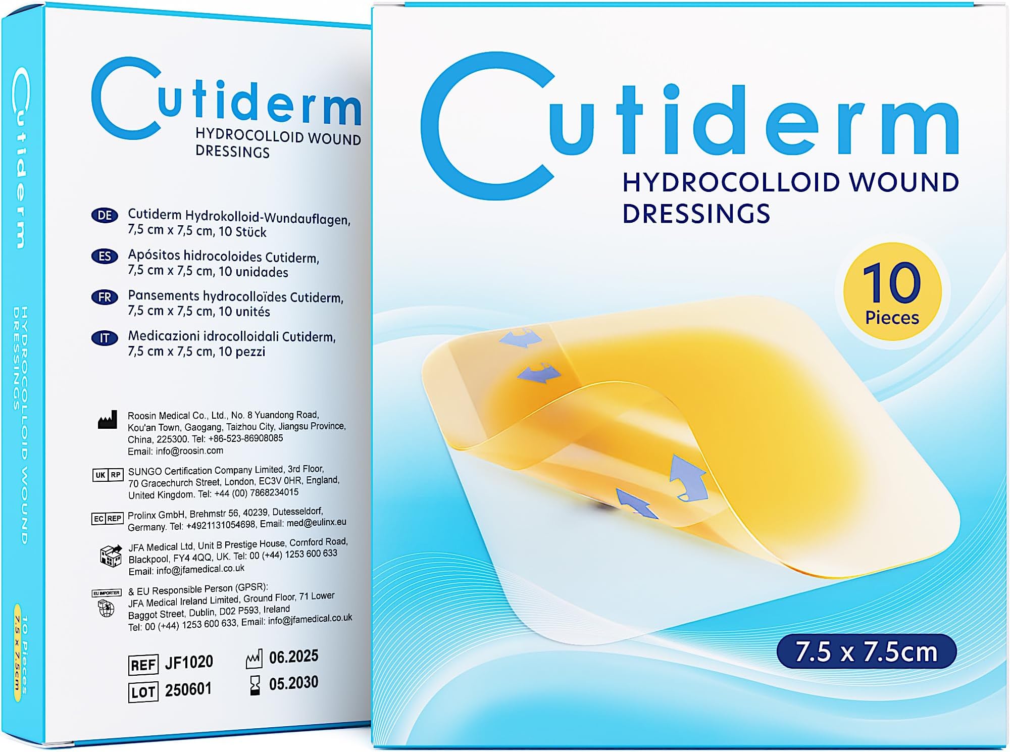 Cutiderm Bordered Hydrocolloid Dressings 7.5 x 7.5 cm - Pack of 10
