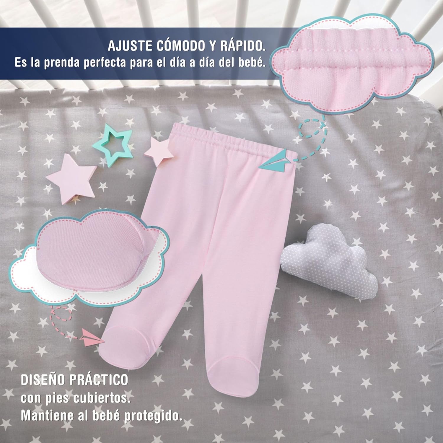 Babidu Baby-girls Newborn Footed Pullon Pant