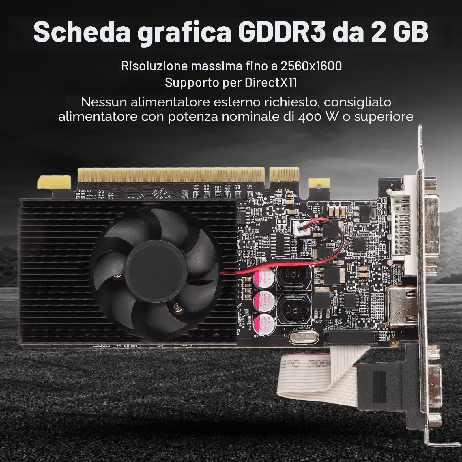 Scheda Grafica per Computer, GT730 Supporto per Scheda Grafica GDDR3 da 2 GB a 64 Bit Interfaccia HDMI VGA DVI Slot per Scheda Grafica PCI Express 2.0 con Ventola di