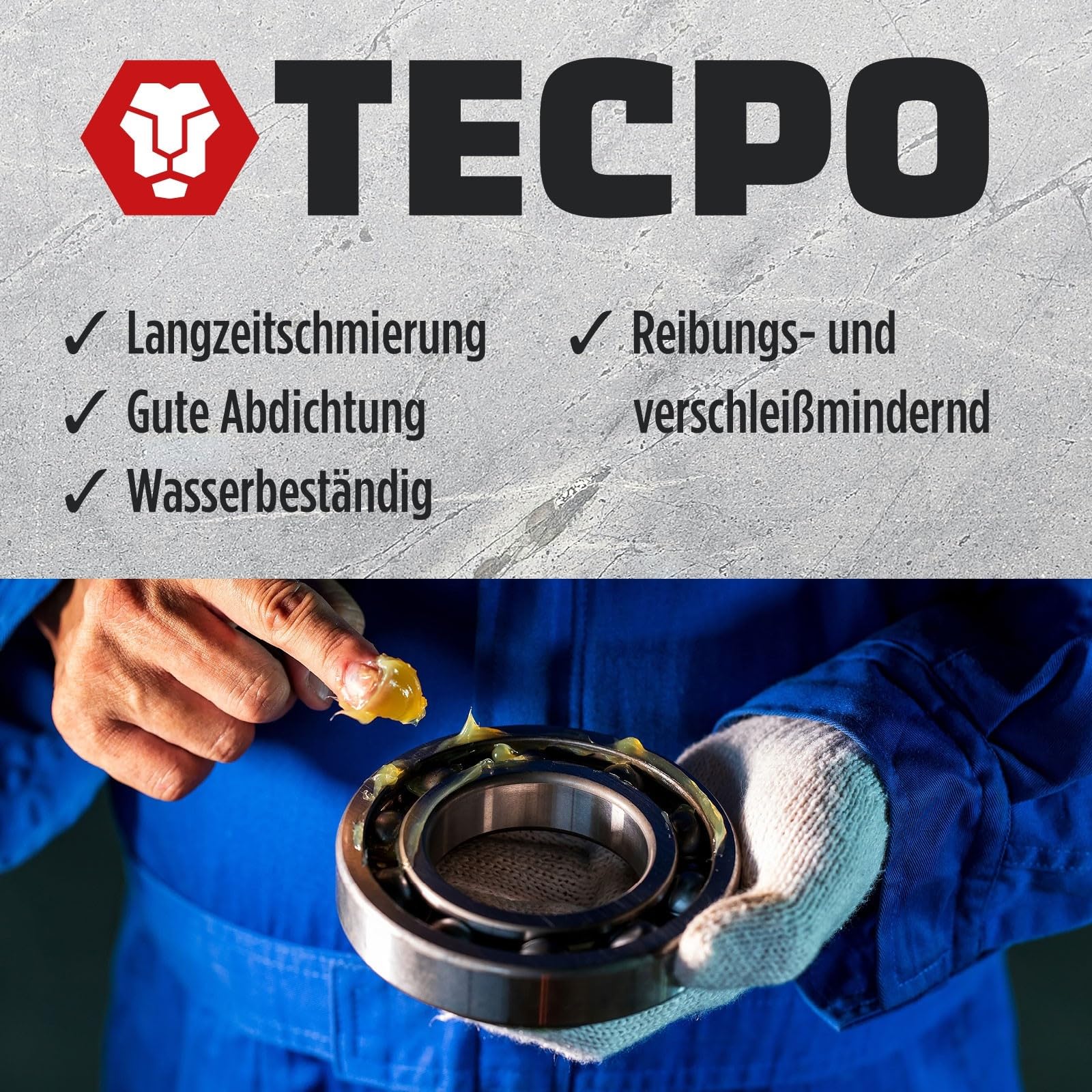 TECPO Grasa universal multiusos EP2, 24 unidades, 500 g, grasa de litio, uso universal, de larga duración, resistente a la temperatura, resistente al agua