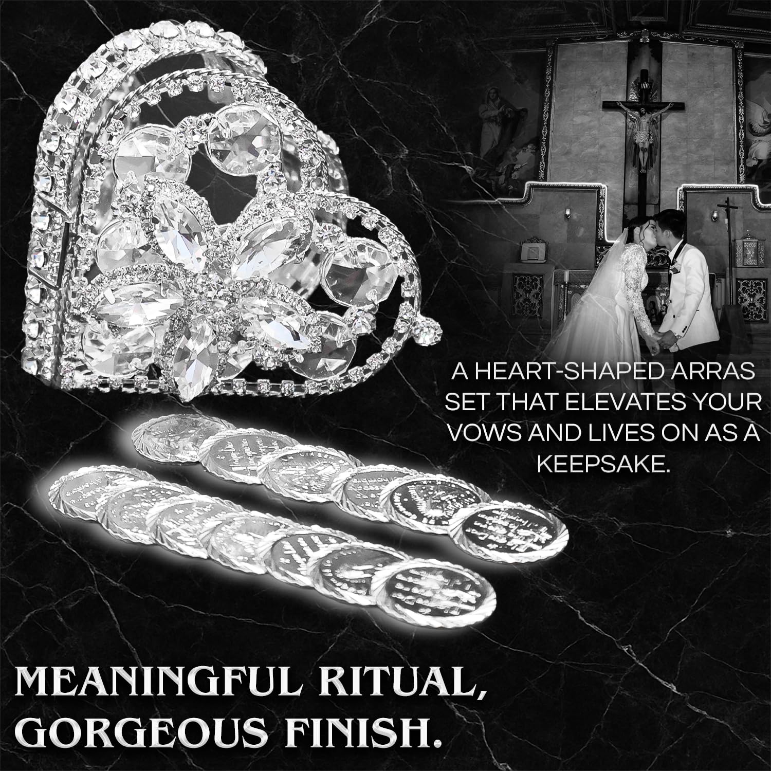 Amazon.co.jp: Arras de boda catolica with our virgen de Guadalupe ギフトボックス付き  コイン13枚セット - アラス・デ・マトリモニオ - ウェディングアラス - ウェディングコイン - カトリックのアラス - モネダス・ド・ボーダ  ヴィンテージ : ホーム＆キッチン